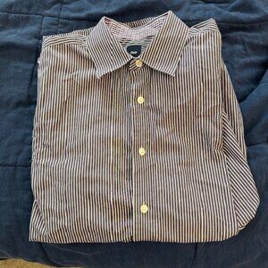 GAP Long Sleeve Button-Down Shirt – Purple with White Stripes – Size M